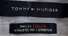 Load image into Gallery viewer, Tommy Hilfiger Mens Blue & White Printed Athletic-Fit Dress Shirt Size 15 1/2