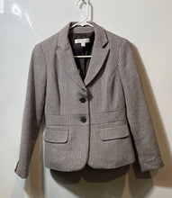 Load image into Gallery viewer, New York & Company Womens Brown And White Striped Two-Button Blazer Size 0