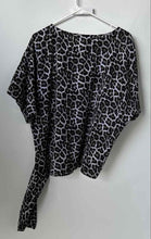 Load image into Gallery viewer, Michael Kors Womens Gray Black Animal Print Short Sleeve Blouse Top Size M