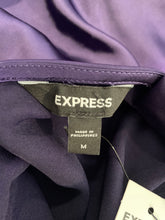 Load image into Gallery viewer, Express Womens Purple Satin One Shoulder Draped Gathered Blouse Top Size M W/Tag