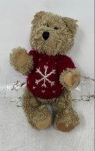 Load image into Gallery viewer, Vintage Teddy Bear Plush Stuffed Toys Wearing Red Snowflake Sweater