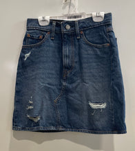Load image into Gallery viewer, Levi Strauss Womens Blue Cotton Distressed Jean A-Line Skirt Size 24
