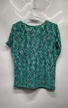 Load image into Gallery viewer, Dana Buchman Womens Green White Chevron Short Sleeve Pullover Blouse Top Size M