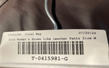 Load image into Gallery viewer, Zara Womens Brown Flat Front Slash Pocket Regular Fit Trouser Pants Size M