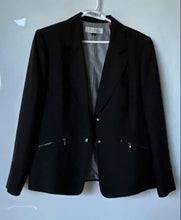 Load image into Gallery viewer, Tahari Womens Black Long Sleeve Zipper Pocket Snap Blazer Jacket Size 14