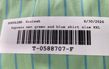 Load image into Gallery viewer, Express Mens Green And Blue Striped Long Sleeve Collared Dress Shirt Size XXL