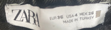 Load image into Gallery viewer, Zara Womens Black Dark Wash Stretch Pockets Cropped Wide-Leg Jeans Size 4