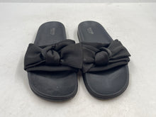 Load image into Gallery viewer, Authentic Moschino Supply Co. Womens Black Open Toe Flat Slide Sandals Sz 8 Worn