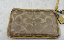 Load image into Gallery viewer, Coach Womens Poppy Yellow Signature Print Zipper Mini Wristlet Wallet