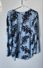 Load image into Gallery viewer, Anne Klein Womens Blue And Black Floral Split Neck Tunic Blouse Top Size XL