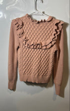 Load image into Gallery viewer, Forever 21 Womens Pink Cable-Knit Ruffle Long Sleeve Pullover Sweater Size M