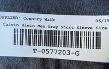 Load image into Gallery viewer, Calvin Klein Mens Gray Cotton Collared Short Sleeve Button-Up Shirt Size Large