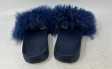 Load image into Gallery viewer, UGG Womens Royale Blue Faux Fur Open Toe Slip-On Slide Sandals Size 6