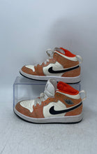 Load image into Gallery viewer, Nike Kids Jordan 1 Mid SE DV1341-800 White Orange Sneaker Shoes Size 13.5C
