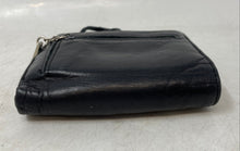 Load image into Gallery viewer, Perlina New York Womens Black Leather Card Holder Zipper Pockets Trifold Wallet