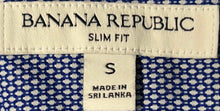 Load image into Gallery viewer, Banana Republic Mens Blue Printed Long Sleeve Button-Up Shirt Size Small