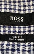 Load image into Gallery viewer, Hugo Boss Mens Blue White Plaid Long Sleeve Slim Fit Dress Shirt Size EUR 42