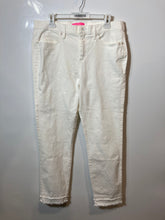 Load image into Gallery viewer, Lilly Pulitzer Womens White Denim Stretch Fringe Hem Cropped Jeans Size 14