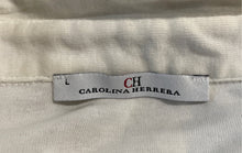 Load image into Gallery viewer, Authentic Carolina Herrera Womens White Cotton Short Sleeve T-Shirt Sz L Stained