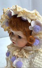 Load image into Gallery viewer, Brown Hair Wearing Knitted Cream Outfit Collectible Porcelain Girl Doll