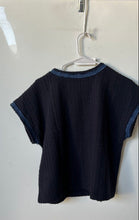 Load image into Gallery viewer, Ann Taylor Womens Navy Blue Short Sleeve V-Neck Pullover Blouse Top Size Large