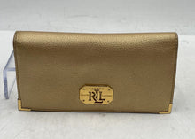 Load image into Gallery viewer, Authentic Lauren Ralph Lauren Womens Gold-Tone Leather Flap Clutch Wallet