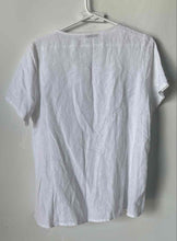 Load image into Gallery viewer, Terzo Millennio Womens White Linen Short Sleeve Round Neck Pullover Blouse Top S
