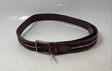 Load image into Gallery viewer, Tommy Hilfiger Mens Brown Navy Red Ribbon Inlay Adjustable Work Belt No Size 44"