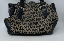 Load image into Gallery viewer, Michael Kors Womens Brookville Black Beige Monogram Canvas Shoulder Handbag