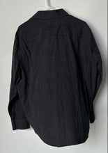 Load image into Gallery viewer, Calvin Klein Mens Black White Striped Slim Fit Stretch Dress Shirt Size 17 32/33