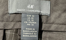 Load image into Gallery viewer, H&M Mens Brown Plaid Slash Pocket Straight Leg Slim Fit Dress Pants Size 32