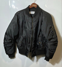 Load image into Gallery viewer, Womens Black Long Sleeve Pockets Full-Zip Bomber Jacket Size Small