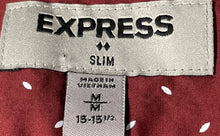 Load image into Gallery viewer, Express Mens Burgundy White Printed Long Sleeve Dress Shirt Size 15-15.5 M