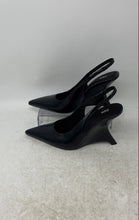 Load image into Gallery viewer, Zara Womens Black Faux Leather Sharp Pointed Toe Wedge Pump Heels Size EUR 37