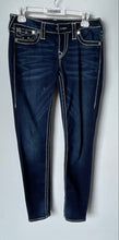 Load image into Gallery viewer, True Religion Womens Blue Denim Dark Wash Back Flap Pockets Skinny Jeans Size 27