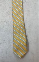 Load image into Gallery viewer, Brooks Brothers Mens Yellow Striped Keeper Loop Adjustable Pointed Tie With Tag