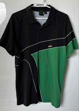 Load image into Gallery viewer, Hugo Boss Mens Green Black Colorblock Short Sleeve Regular Fit Polo Shirt Sz XL