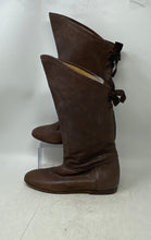 Load image into Gallery viewer, Unbranded Womens Brown Leather Back Lace-Up Knee High Booties Size EUR 40