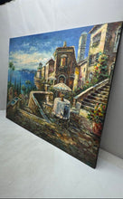 Load image into Gallery viewer, Vintage Mediterranean Seaside Terrace View Oil Painting Signed By P. Wolseley