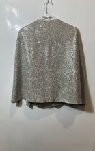 Load image into Gallery viewer, Zara Womens Silver Sequin Draped Sleeve Stretch Open Front Jacket Cape Size M