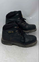 Load image into Gallery viewer, Brahma Mens Black Faux Leather Round Toe Lace-Up Ankle Work Boots Size 13W