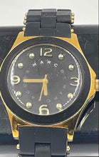 Load image into Gallery viewer, Authentic Marc by Marc Jacob Pelly Women's Gold-Tone Black Silicone Watch