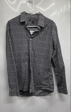Load image into Gallery viewer, Michael Kors Mens Black White Leaf Print Slim Fit Button-Up Shirt Size M