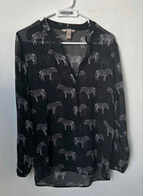 Load image into Gallery viewer, Banana Republic Womens Black White Zebra Print Long Sleeve Blouse Top Size S
