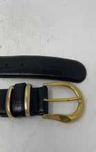 Load image into Gallery viewer, Jacqueline Ferrar Mens Black Split Leather Adjustable Buckle Dress Belt Size M