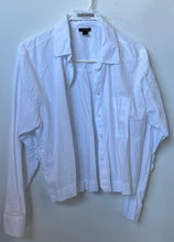 Load image into Gallery viewer, Ann Taylor Womens White Long Sleeve Collared Cropped Button-Up Shirt Size S