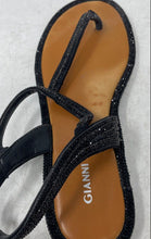 Load image into Gallery viewer, Gianni Bini Womens Avellia Black Embellished Ankle Strap Thong Sandals Size 8M