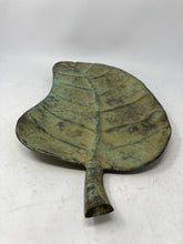Load image into Gallery viewer, Green Leaf Shaped Centerpiece Collectible Footed Trinket Dish Tray