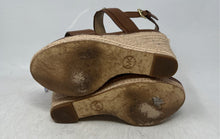Load image into Gallery viewer, Michael Kors Womens Farrah Brown Leather Wedge Espadrille Sandals Size 7.5M