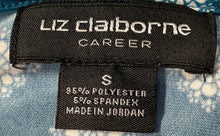 Load image into Gallery viewer, Liz Claiborne Womens Blue Printed Long Sleeve Pullover Blouse Top Size S